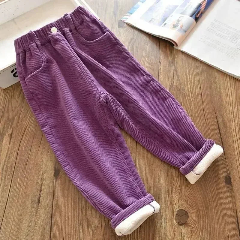 Harem Pants Corduroy Children Outfits Tracksuit Winter Cotton Trousers Kids Outwear Pants Boys Girls Casual Warm Loose Pants