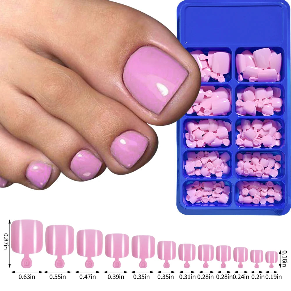100pcs Classic White Fake Toenails Short Square Full Cover Press On Toenail Artificial False Toe Nails Tips for Women Daily Wear