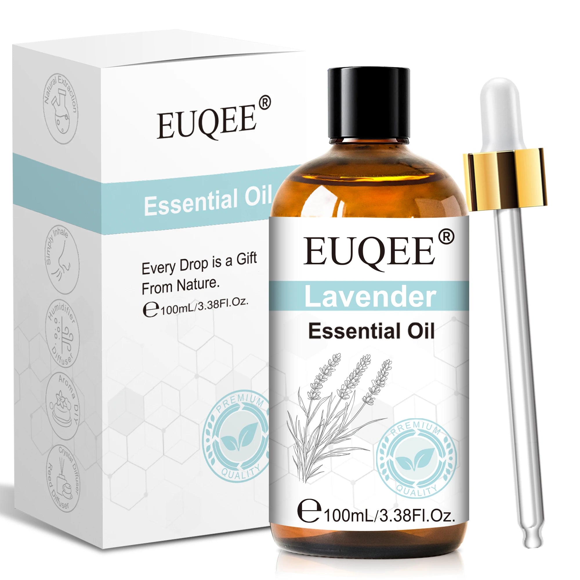 EUQEE 100ml Aroma Essential Oil For Diffuser Aromatherapy-Vanilla Lavender Eucalyptus Sandalwood Citronella Rose Essential Oils
