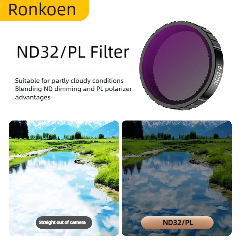 Ronkoen ND CPL Filter for DJI OSMO Action4/5Pro Action Camera Accessories CPL ND8 ND16 ND32 Lens Set Aluminium Alloy Frame
