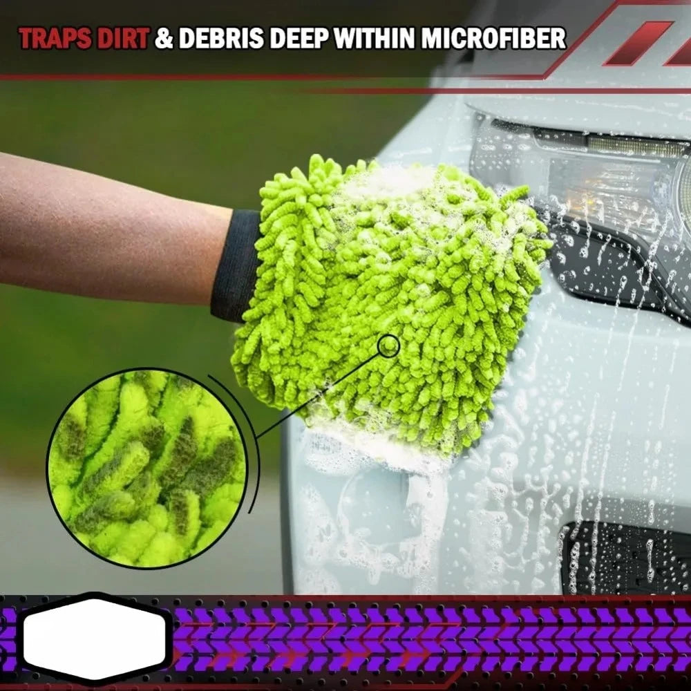 Electric Bicycle Car Cleaning Microfiber, 1/2-Piece Set Scratch Free and Lint Free, High-Quality Lint Microfiber Car Wash Gloves