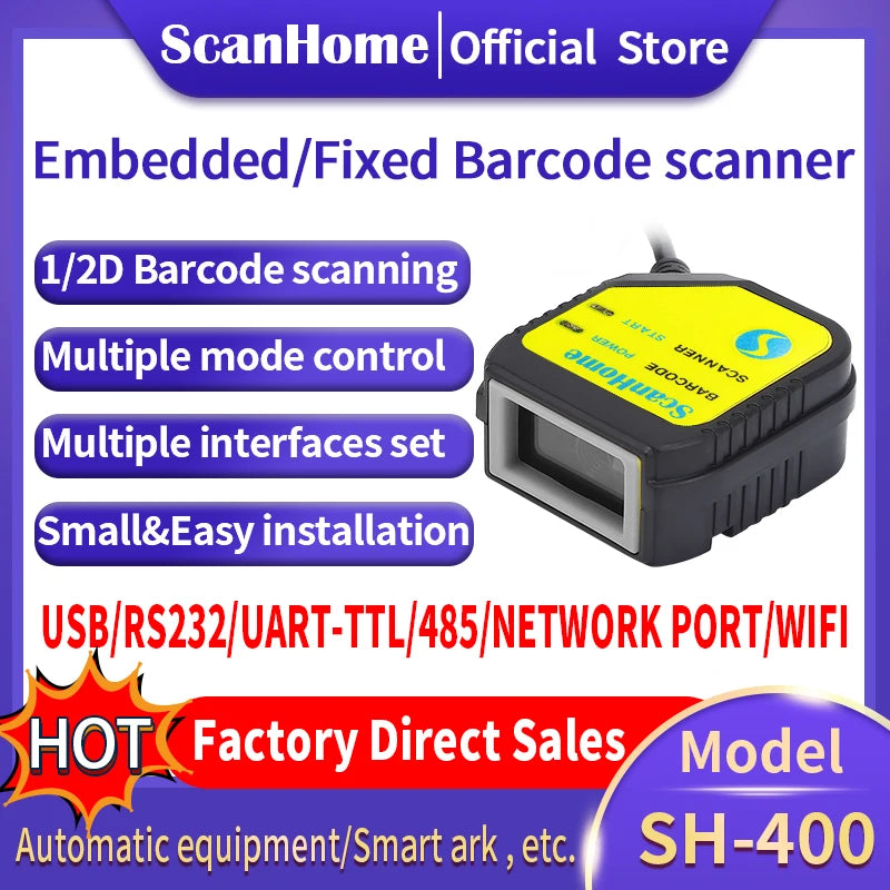 Embedded Barcode Scanner BarCode Reader Code Reader Fixed Mounted Code Engine Module USB 1D/2D QR PDF417 Code ScanSH-400