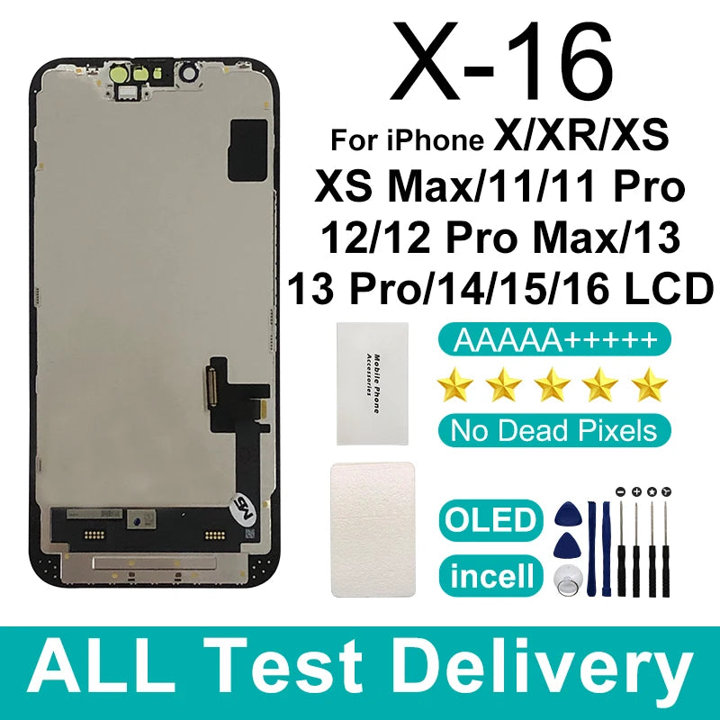 AAA++ OLED For iPhone 13 Pro Max LCD 12 Mini 13 Display Digitizer Touch Screen INCELL For iPhone 12 Pro Max 14 Plus 15 Pro LCD X