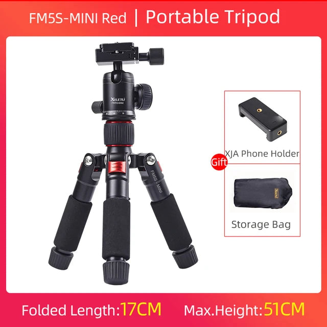 FM5S Portable Tripode Lightweight Travel Stand Tabletop Video Mini Tripod with 360 Degree Ball Head for Camera DSLR SLR