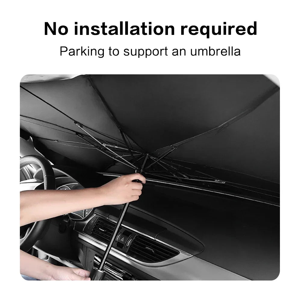 Car Sunshade Umbrella Front Windshield Silver Glue Sunshade Umbrella Uv Resistant Folding Umbrella Sunscreen Accessories Amagi