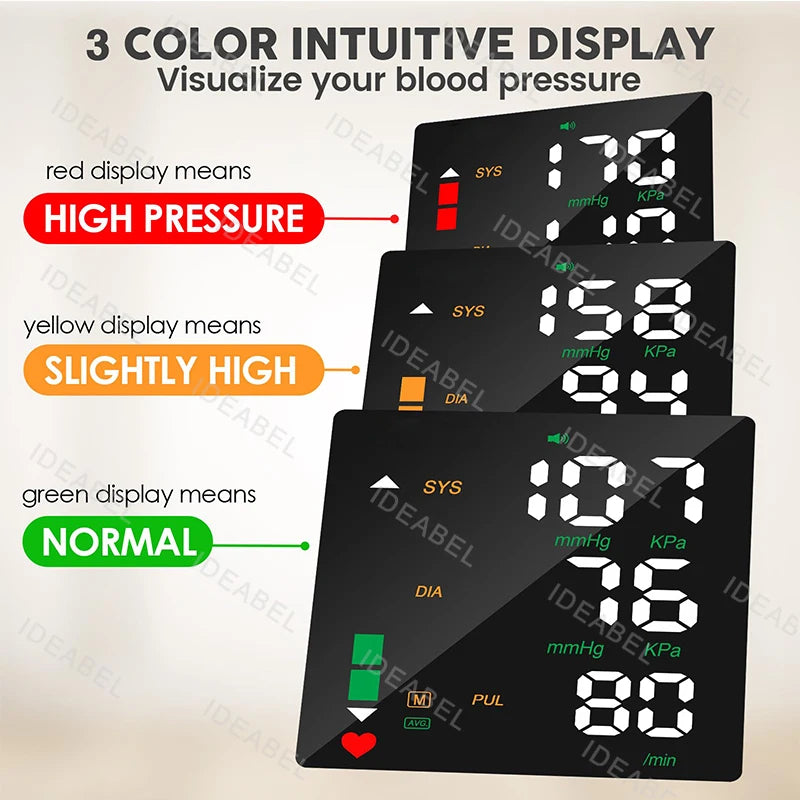 New LED Wrist Blood Pressure Monitor Rechargeable English/Spanish/Russian Voice Broadcast Sphygmomanometer Tonometer BP Monitor