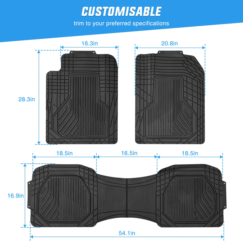 Nilight PVC Floor Mats for Cars Trucks SUVs, Universal Trim to Fit for Most Vehicles, All Weather Protection Heavy Duty Floor Liners, Pack of 3
