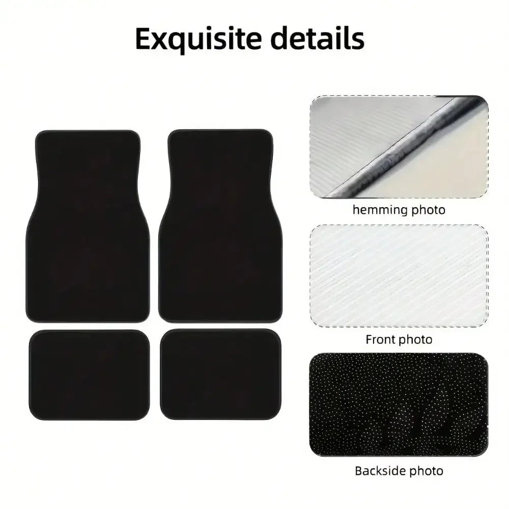 4pcs Dachshund Car Floor Mats - Fun Puppy with Paw Print Design, Non-Slip All-Weather Polyester, Suitable for Cars, Trucks, SUVs