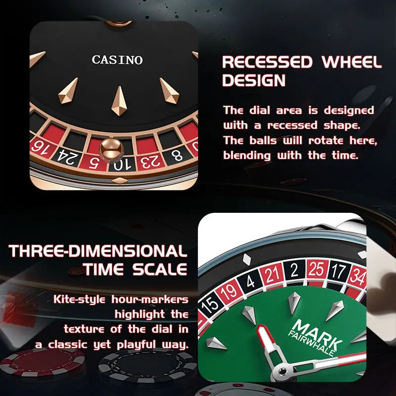Mark Fairwhale Top Brand 360° Wheel Rotating Fashion Men's Watch Steel Strip Quartz Watch Waterproof Watches for Men Best Gift