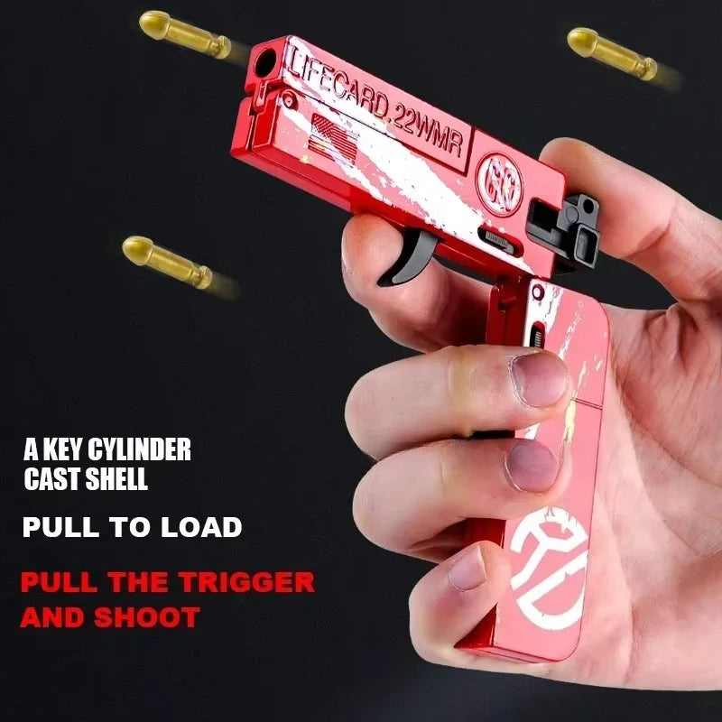 New Upgraded Lifecard Metal Folding Toy Gun With Soft Bullets Alloy Pistol Shooting Model for Kids for Adults