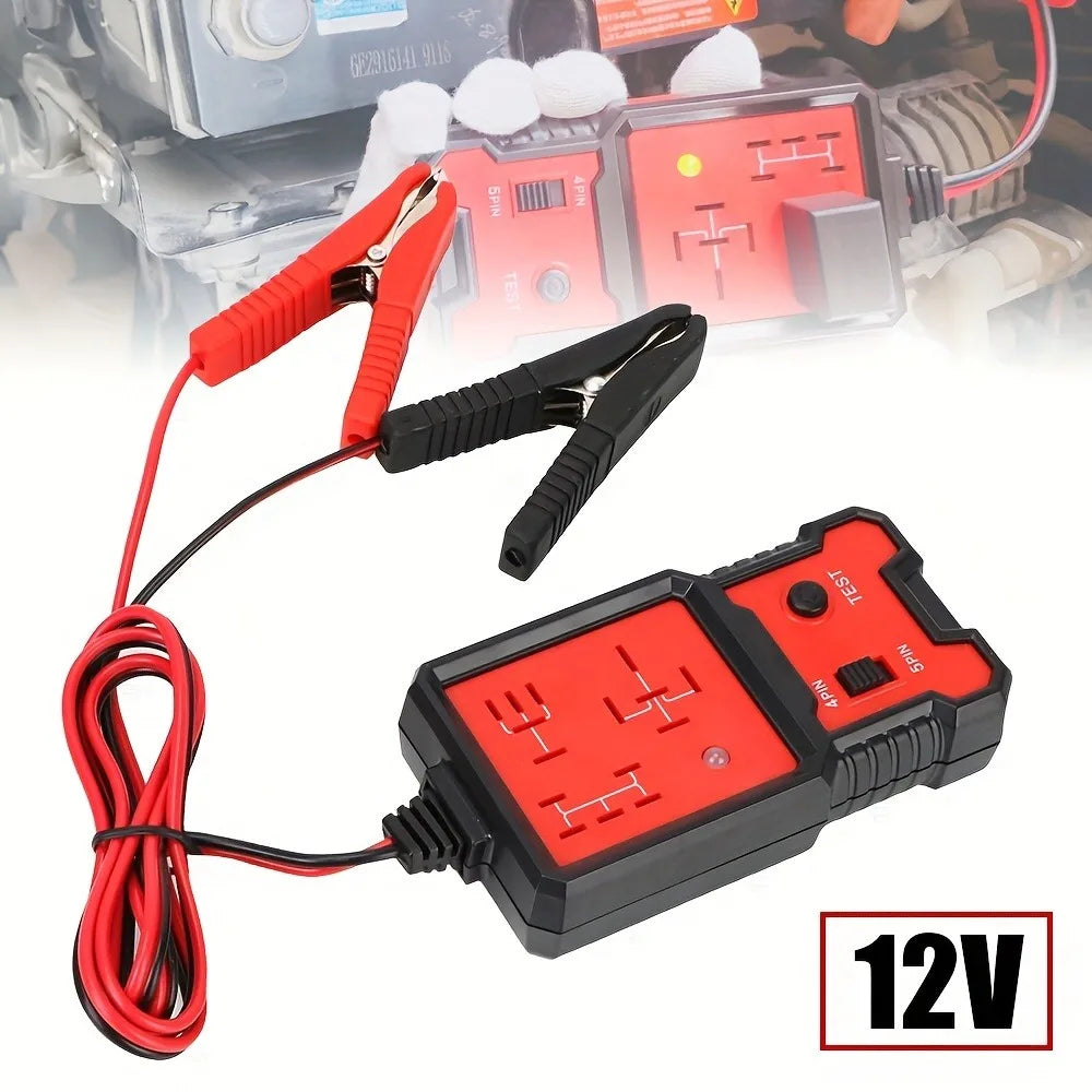 Portable 12V Automotive Relay Tester - Easily Diagnose and Test Relays with Battery Clips, Fast and Accurate Results, for Car, T