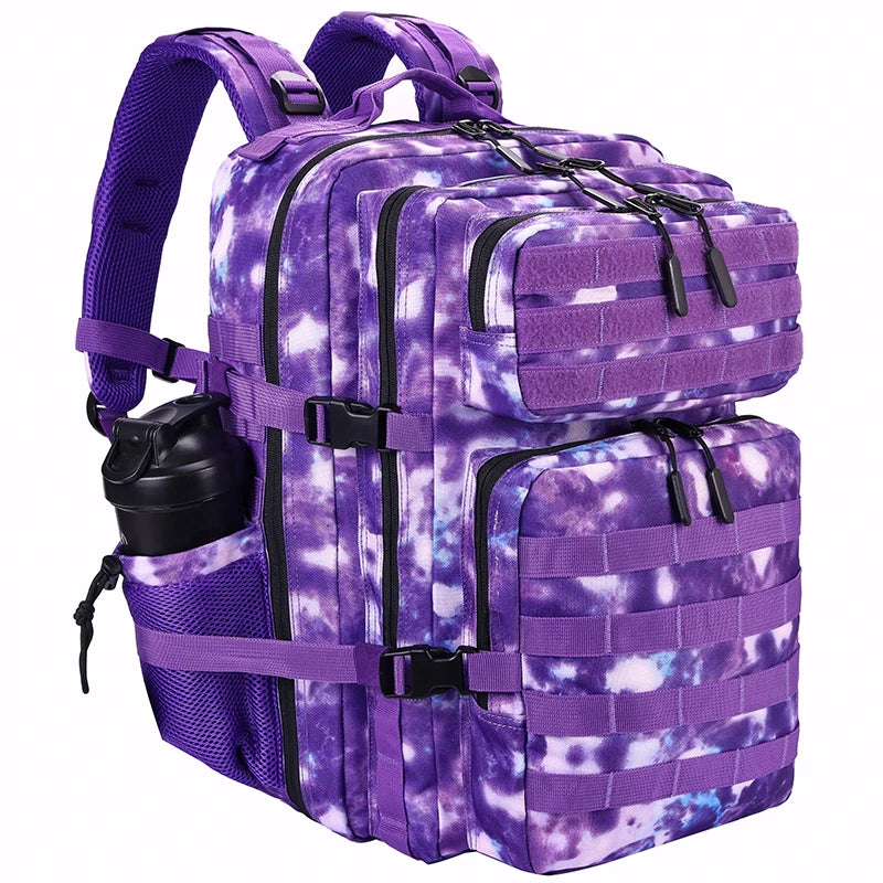 LHI 45L Tactical Backpack for Men and Women Large Athlete Gym Bag Outdoor Sports Hiking Survival Rucksack with Bottle Holder