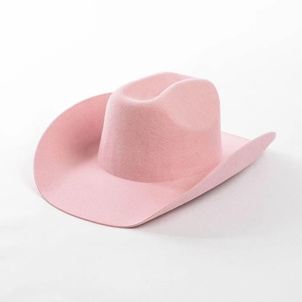 100% Wool Western Cowboy Hat Women Men Autumn Winter Casual Felt Cowgirl Hat Outdoor Sunshade Warm Concave Shape Fedoras Top Hat