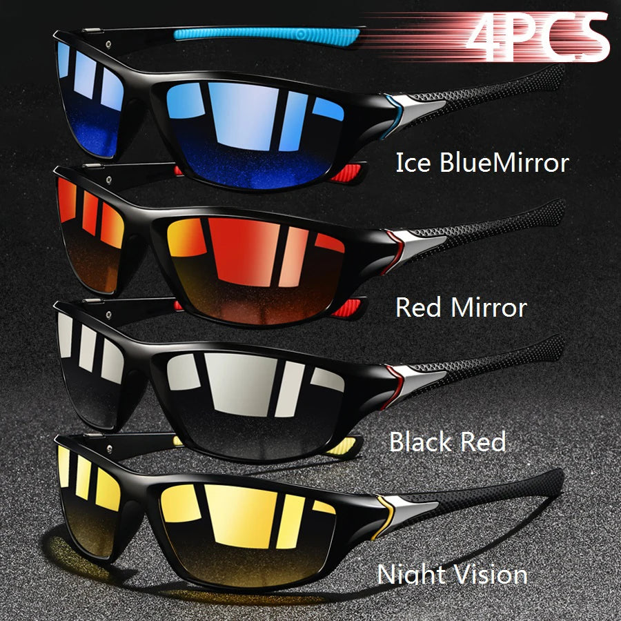 4 PCS Fashion Vintage Fishing Cycling Sports Sunglasses Men Women Running Mountaineering Sport Man Sun Glasses UV400 Eyewear