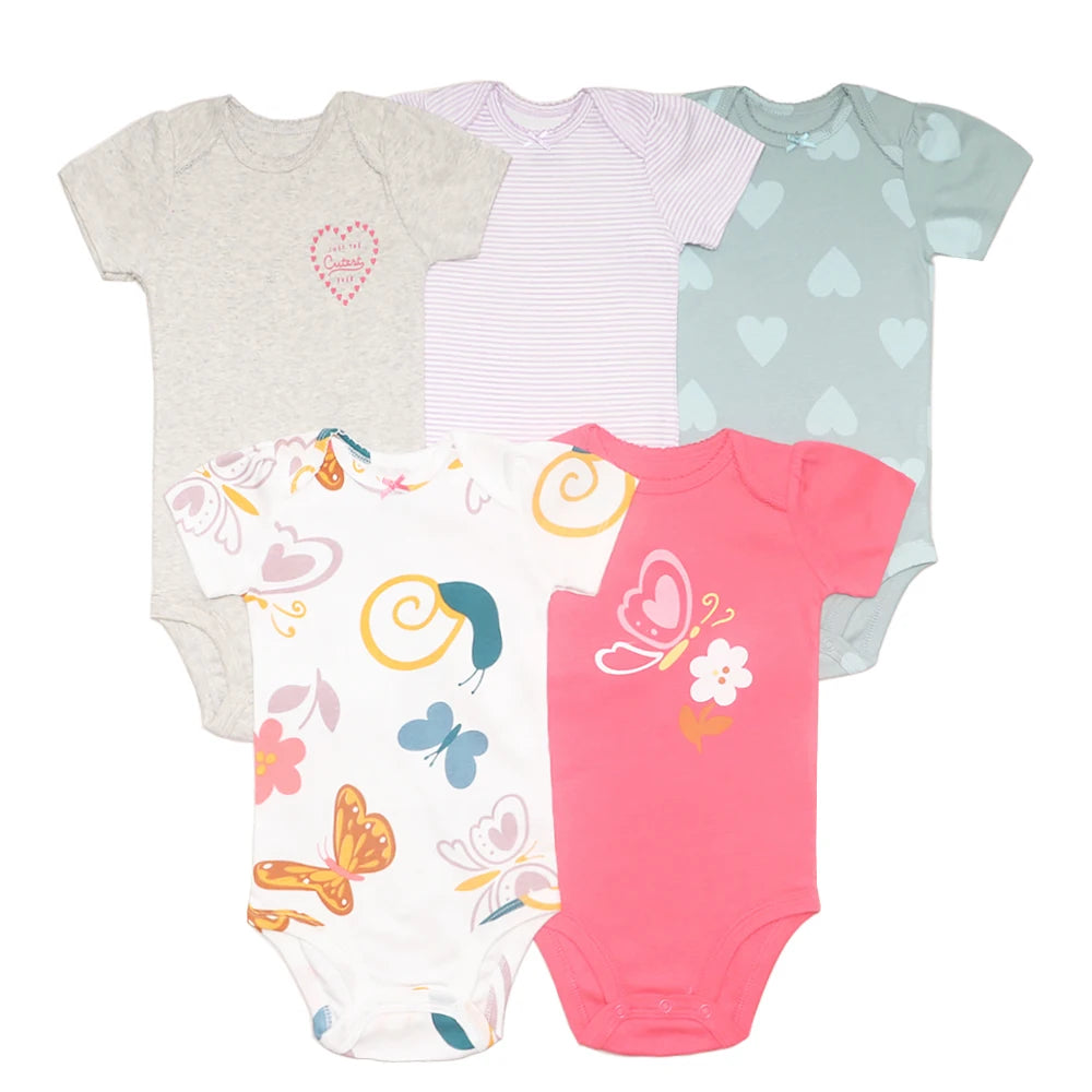 5Pcs/Lot Baby Boy Clothes Cartoon Dinosaur Bodysuits Cotton Summer Newborn Baby Girl Clothing Infant 6-24 Month Outfits Bebe