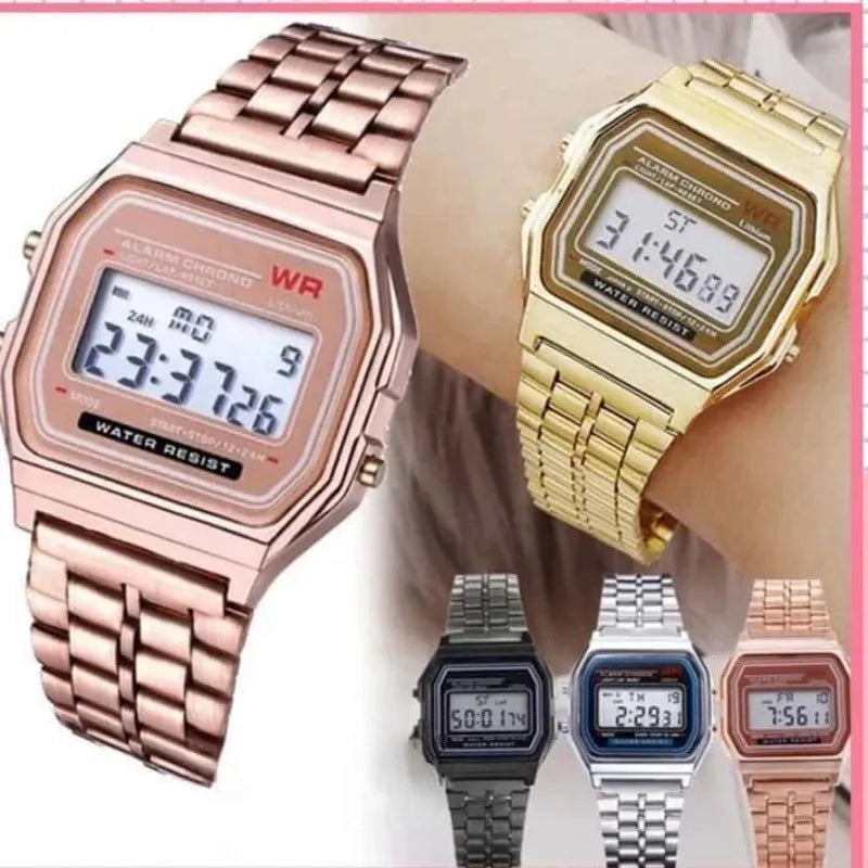 Steel Strap Watches Women Watch Men Business Clock Multifunction LED Digtal Sports Wrist Watch Electronic Clock Electron Wi