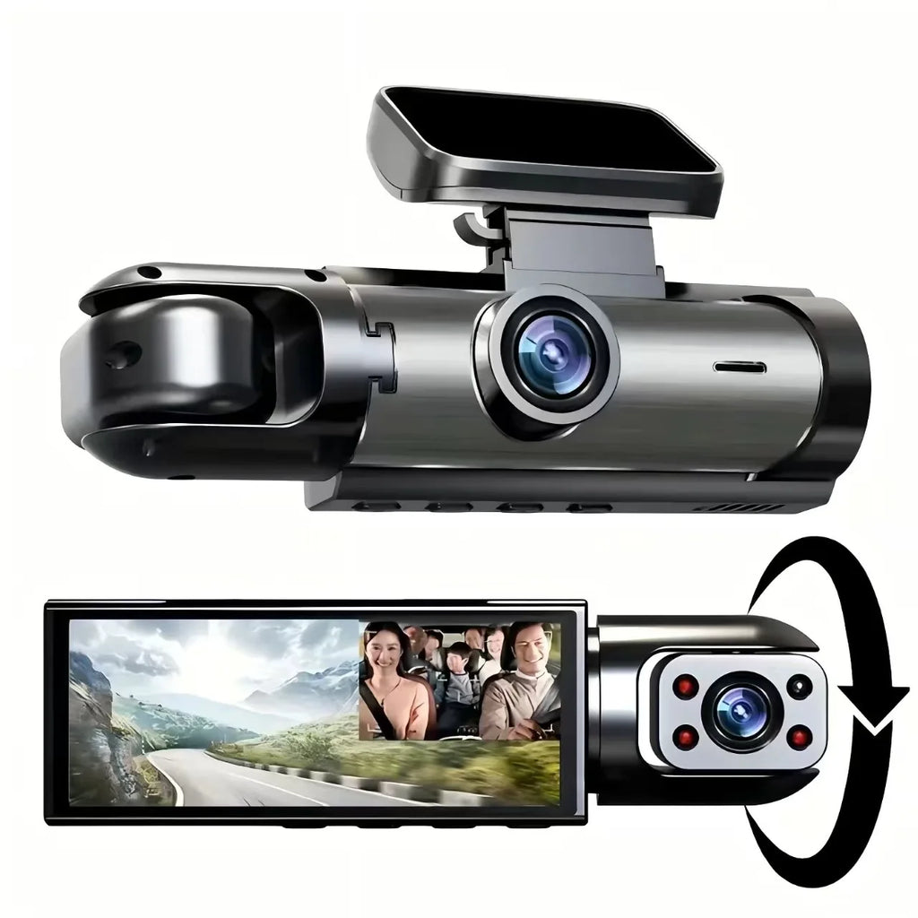 Dual Camera Car Dash Cam 1080P with IR Night Vision, Front and Rear Recording, Wide Angle & Loop Recording DVR
