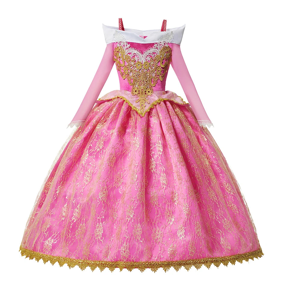 Princess Dress Collection Cinderella Snow White Aurora Rapunzel for Girls Halloween Birthday Cosplay Costume Kids 2-8Y Vestido