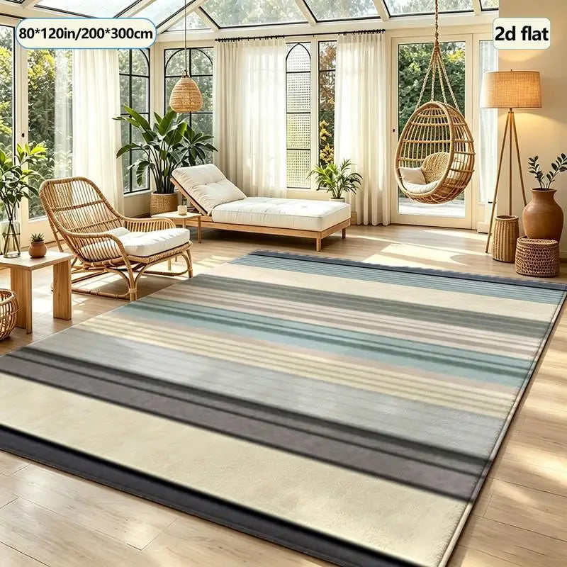 Matte Multi-Color Vertical Stripe Pattern Carpet Floor Covering for Home Bedroom Living Room Floor Carpet