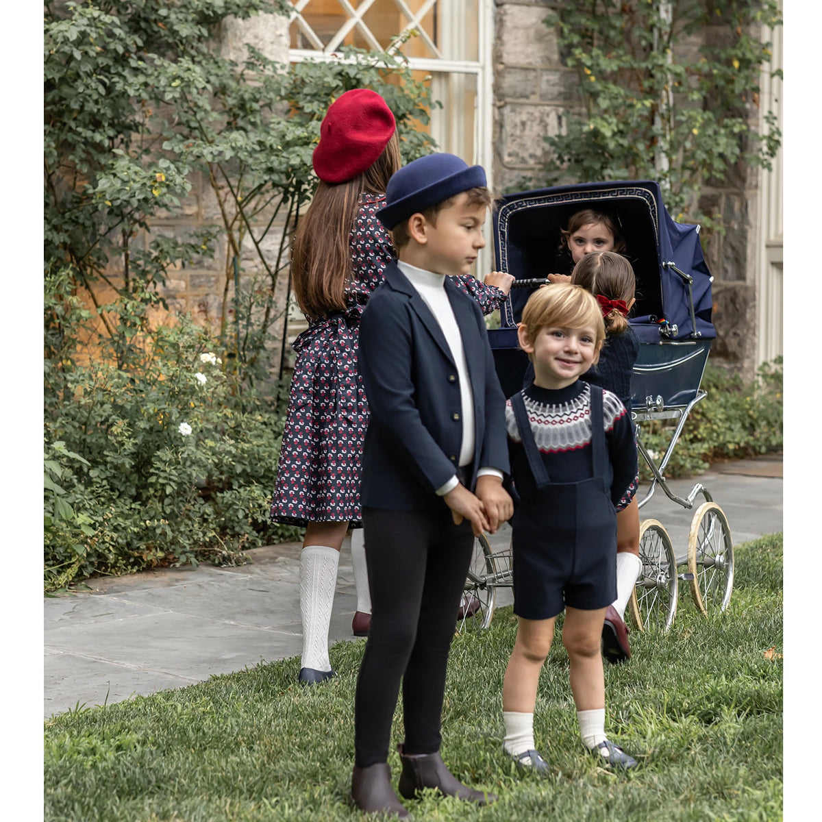 AP AW26 Madeline Collection Girls Floral Dress Boys O-neck Sweater Brothers Sisters Family Matching Clothing