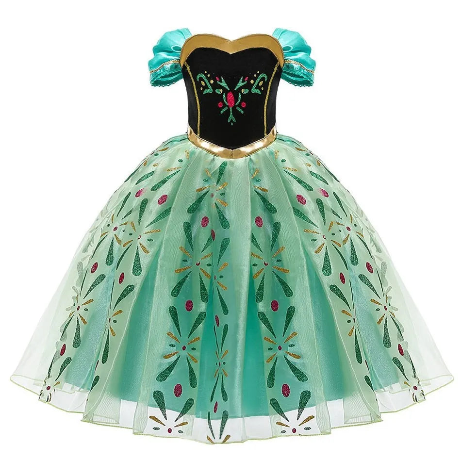 Children Princess Fancy Costume Elsa Party Carnival White Dress Up for Girl Christmas Birthday Cosplay Belle Snowflake Vestidoes
