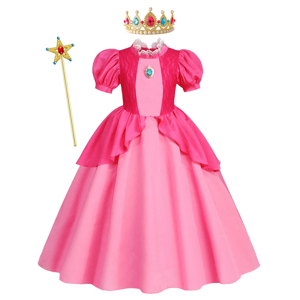 Peach Dresses For Girls Halloween Costume Carnival Birthday Dress Princess Clothes Party Cosplay Kids Vestidos