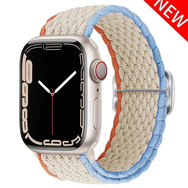 Braided Loop Strap For Apple Watch Ultra Band 49mm 44 45mm 42mm 41mm Nylon Elastic Belt Bracelet iWatch Series 9 8 7 6 5 4 SE 3