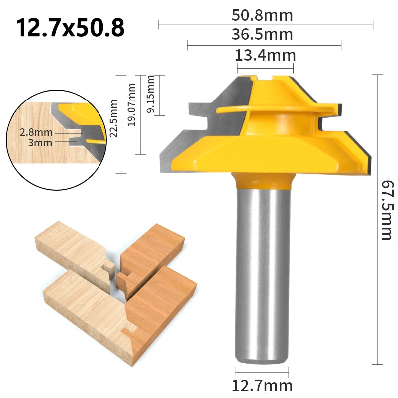 1Pc 45° Degree Lock Miter Router Bit Woodworking Milling Cutter For Wood Tools