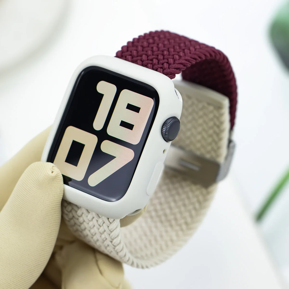 Korean Cute Braied Strap + Case For Apple Watch Band 49mm 41mm 45 44 38 42 Nylon Bracelet For iWatch Series 9 8 7 6 5 4 3 SE 40