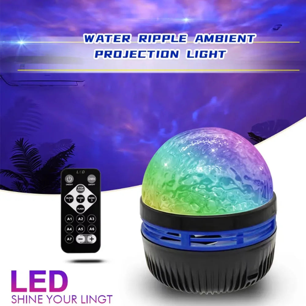 LED Starry Galaxy Projector Light RGB Smart Remote Control Star Aurora Lamp KTV USB Powered Auto Rotating for Home Bedroom Decor