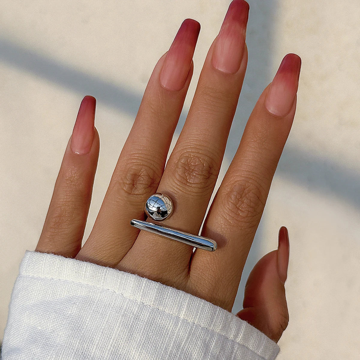 Creative Irregular Geometric Tiny Ball Open Ring for Women Wedding Punk Gold Color Adjustable Finger Ring Couple Accessories New