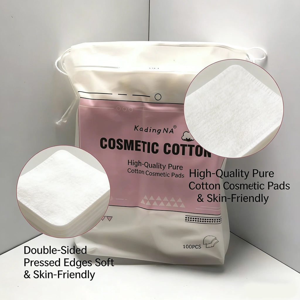 100 pieces of double-sided cotton makeup pads, thick-edged removal pads, providing gentle and comfortable daily skincare.