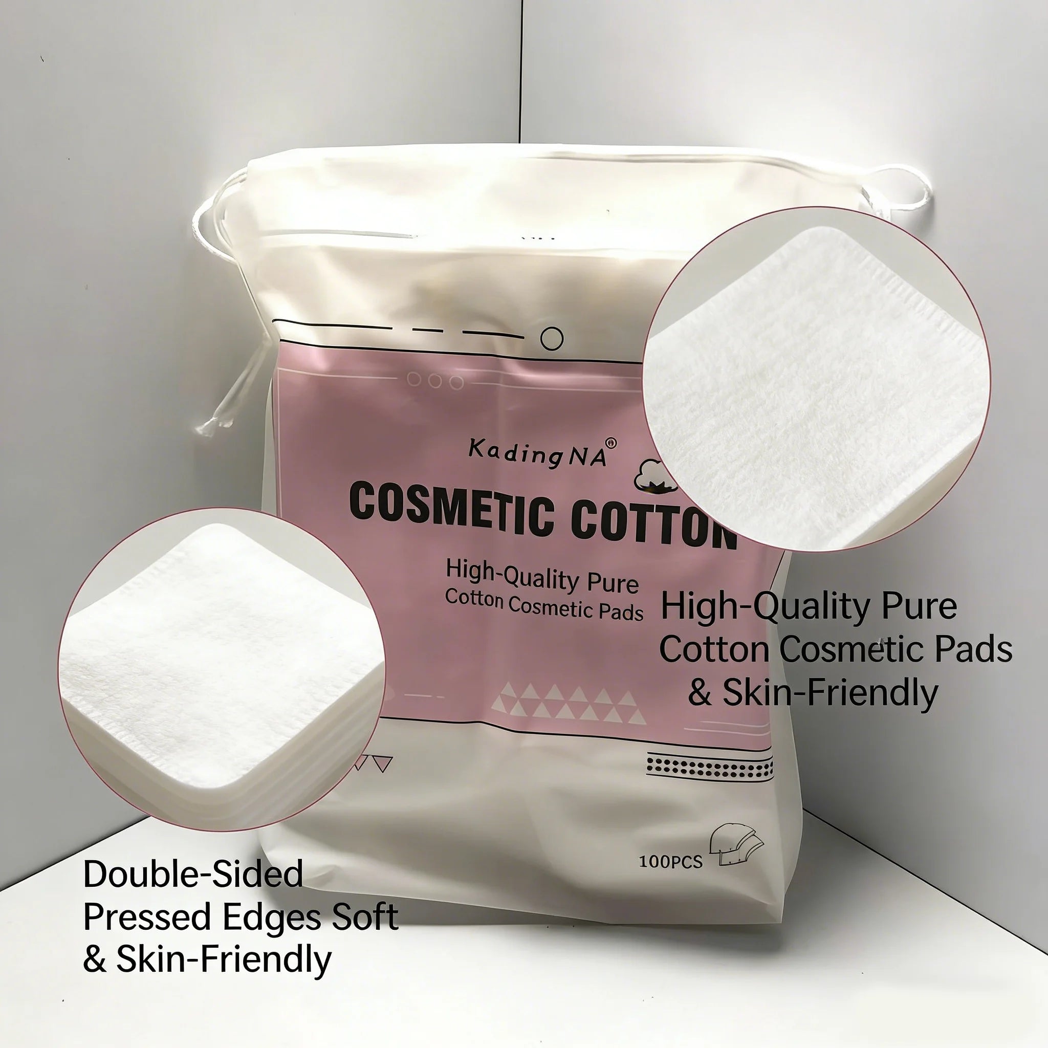 100 pieces of double-sided cotton makeup pads, thick-edged removal pads, providing gentle and comfortable daily skincare.