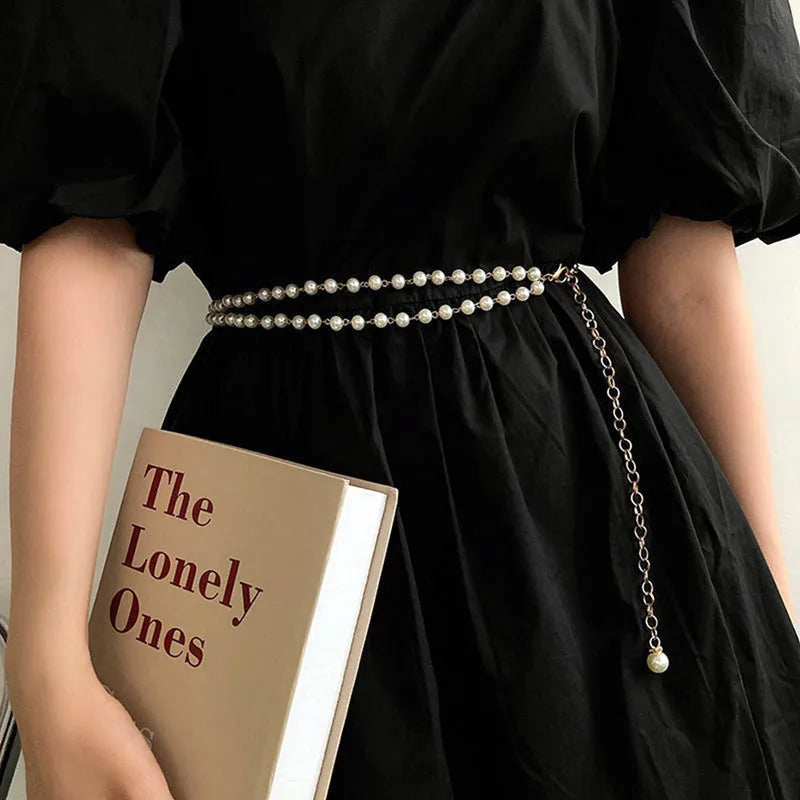 Layered Imitation Pearl Beads Tassel Belts Chains On Pants Fashion Dress Female Waist Chains Women Accessories Gifts
