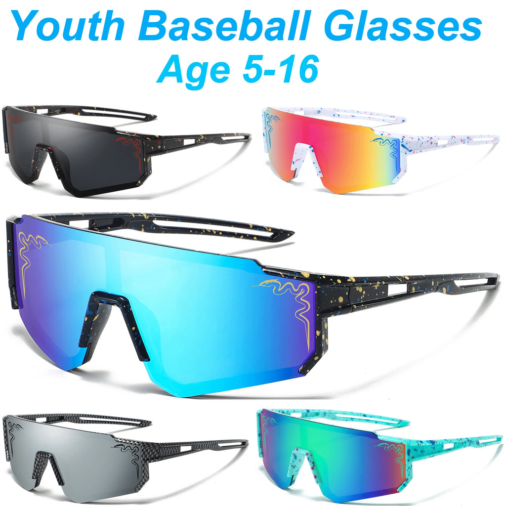 Kids Baseball Sunglasses Sport Cycling Glasses Age 1-8 Children Outdoor Mtb Bike Bicycle Goggles Boys Girls UV400 Eyewear