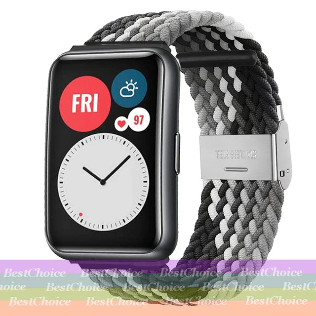 Nylon Braided Watch Strap for Huawei Watch Fit 3 Elastic Loop for Huawei Watch Fit 2 1Adjustable Band Bracelet Metal Connector