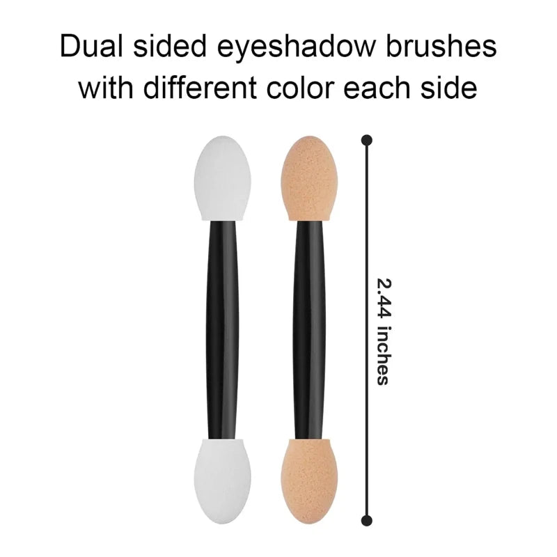 Cuttte 50/100PCS Disposable Dual Sides Eye Shadow Sponge Applicators with Container,  Length Eyeshadow Brushes Makeup Applicator