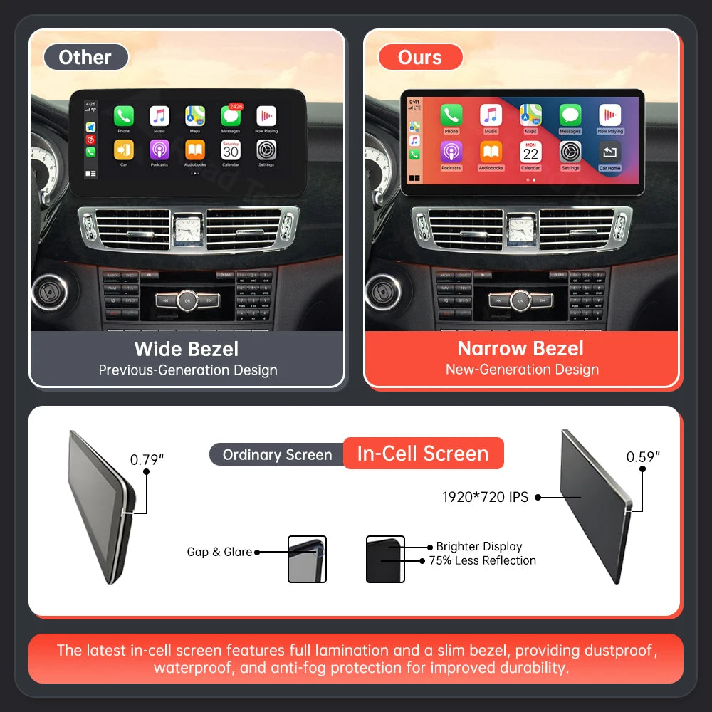 Car Multimedia Display Screen Wireless CarPlay Android Auto For Mercedes-Benz CLS W218 2010-2014 With Airplay Mirror Link