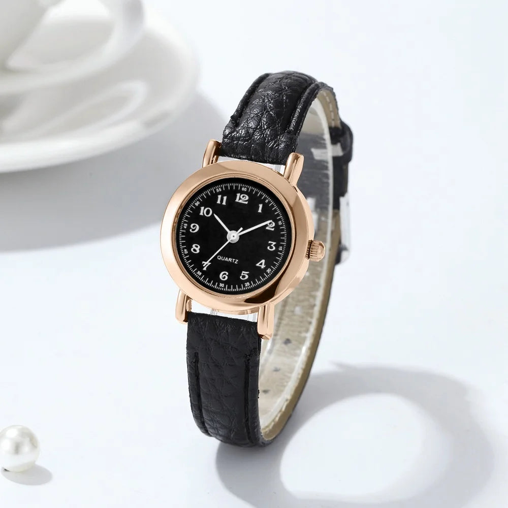 Elegant Women's Watch Minimalist Leather Strap Quartz Wristwatch Casual Dress Watches