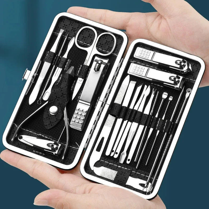 19 Pieces Nail Care Set, Nail Clippers Dead Skin Remover Angled Scissors Household Manicure Tools