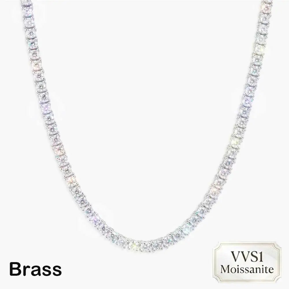 Nuoya 2MM to 4MM Width Moissanite Tennis Chain Necklace For Men Women VVS1 Clarity 16" To 20" Classic Wedding Gift
