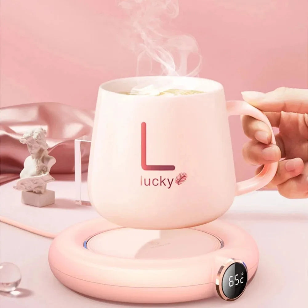 USB DC5V Cup Warmer Heating Pad Coaster Constant Temperature 3 Gear Digital Display Adjustable Timing Heater for Coffee Milk Tea