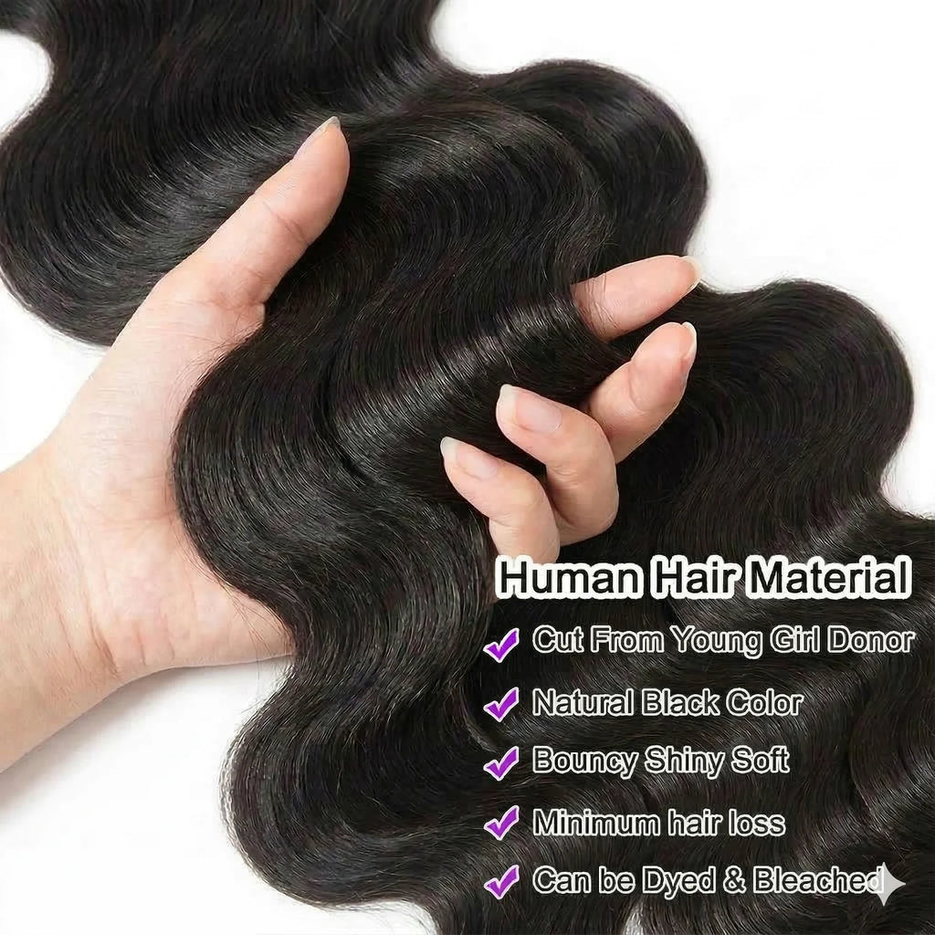 16A Body Wave Bundles Human Hair Brazilian Real Remy Weave Hair 3 4 5 Pcs Unprocessed Raw Hair Bundles Extensions Natural Black