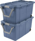 Extra Large Storage Bin, 40 Gallon Wheeled Plastic Storage Container with Handle,Pack of 2