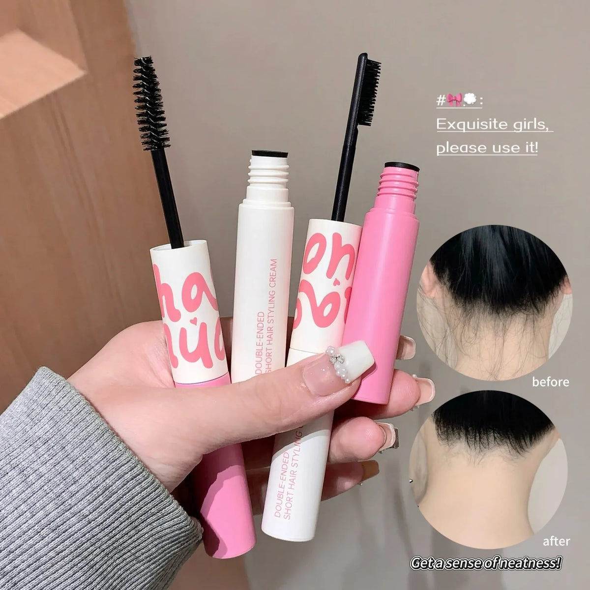 Hair Tamer Stick, 2-in-1 Design to Tame Flyaways, SHAQINUO Non-Greasy & Lightweight, For Sleek Hairstyles