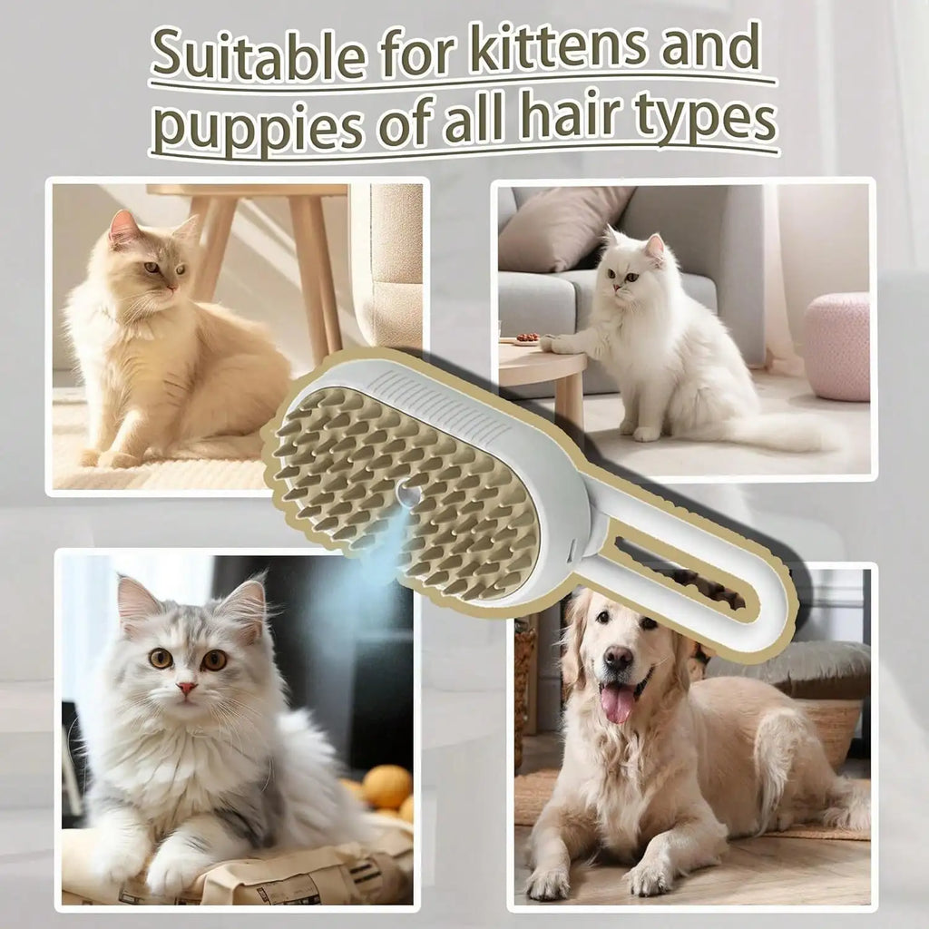 4-In-1 Steam Brush For Cats – Self-Cleaning Comb For Long And Short Hair Cats And Dogs, Steam Pet Brush For Hair Removal, Vibrating Message, Grooming & Relaxation