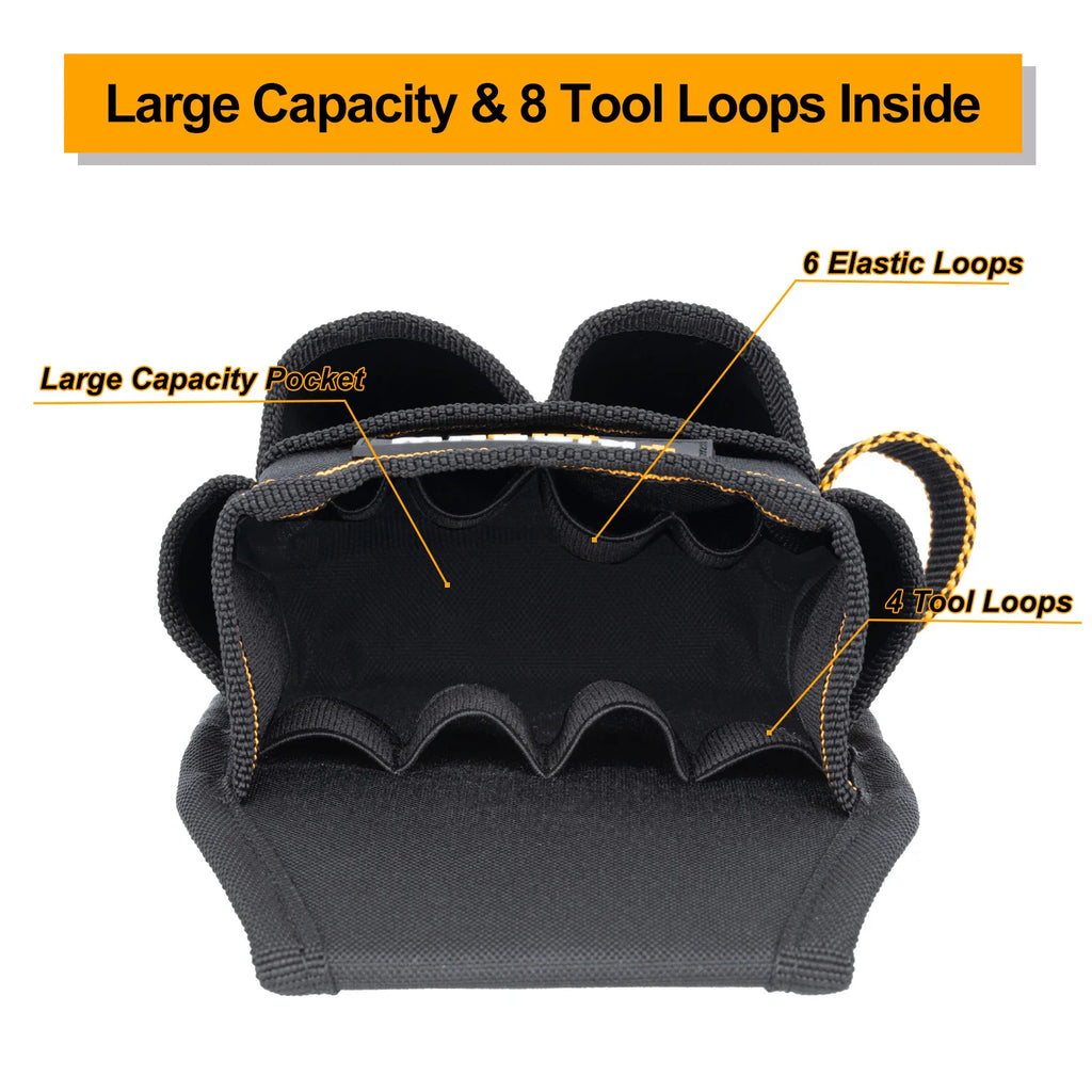 TKIGZNW Pocket Tool Pouch，6-Pouches and 9 Screwdriver Loops Construction, Heavy-Duty Tool Bag with Adjustable Belt for Electrici
