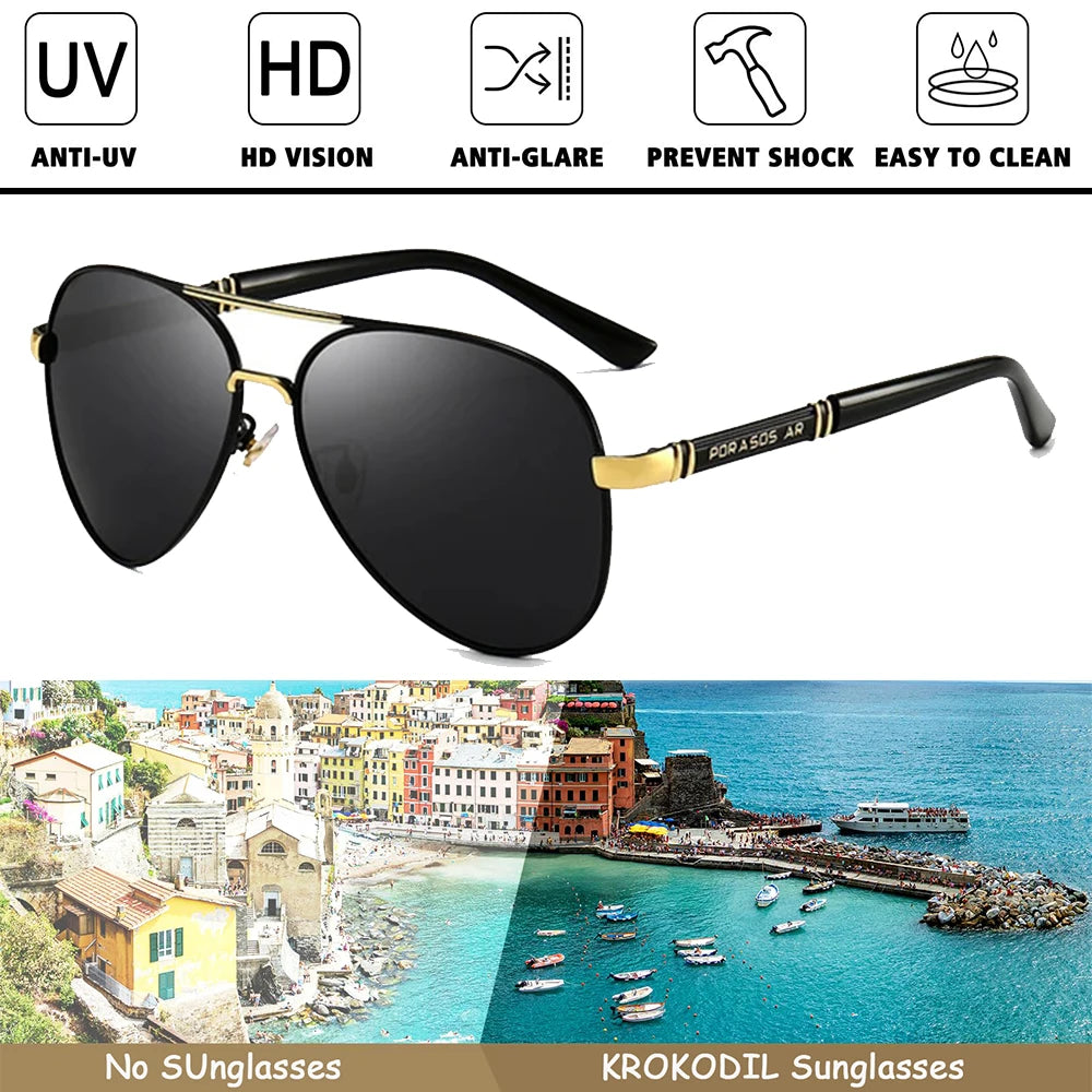 Men's Polarized Sunglasses Aviator Sunglasses For Men Women Metal Frame Glasses for Traveling Surfing Driving Fishing UV400