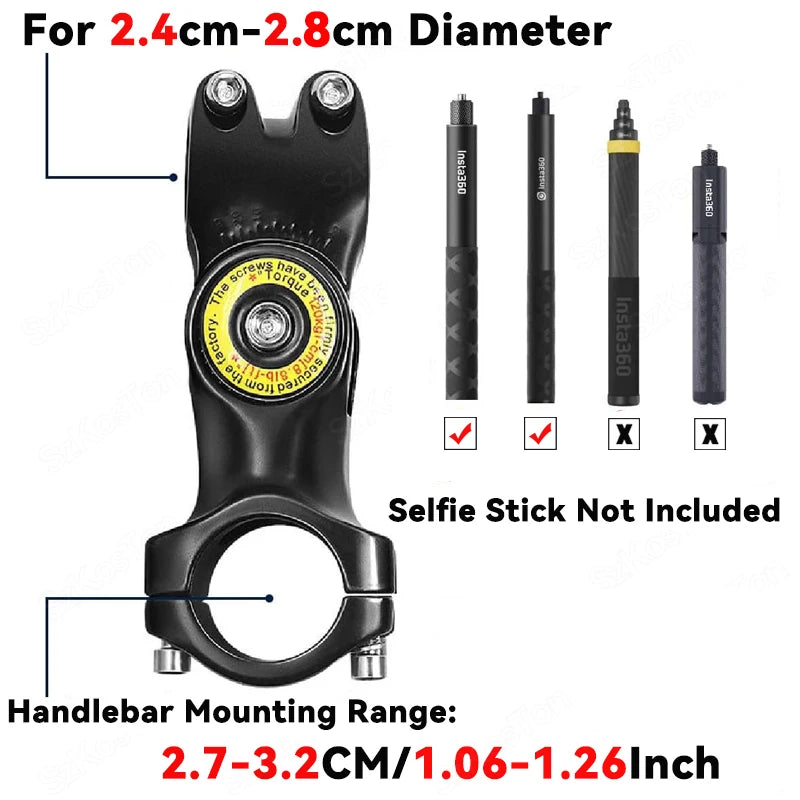 Motorcycle Bicycle Selfie Stick Monopod Mount Handlebar Bracket for Insta360 X5 X3 X4 GoPro 13 12 11 10 9 DJI Action 6 Accessory
