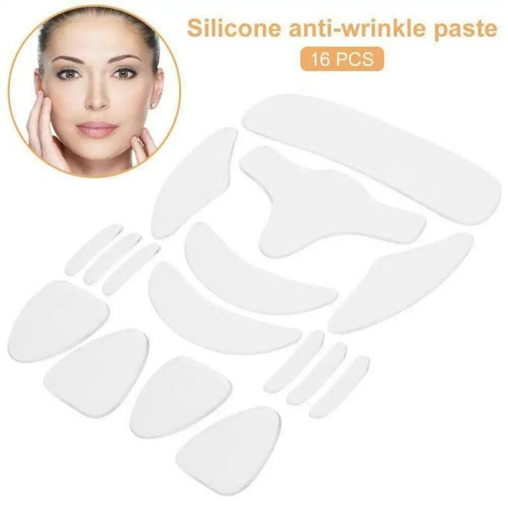 Skin Care Patch 16pcs Reusable Silicone Patches Anti Rimpel Pads Silicone Wrinkle Removal Sticker Face Forehead Neck Eye Sticker